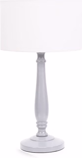 ValueLights Victoria Grey Table Lamp with White Fabric Drum Shade