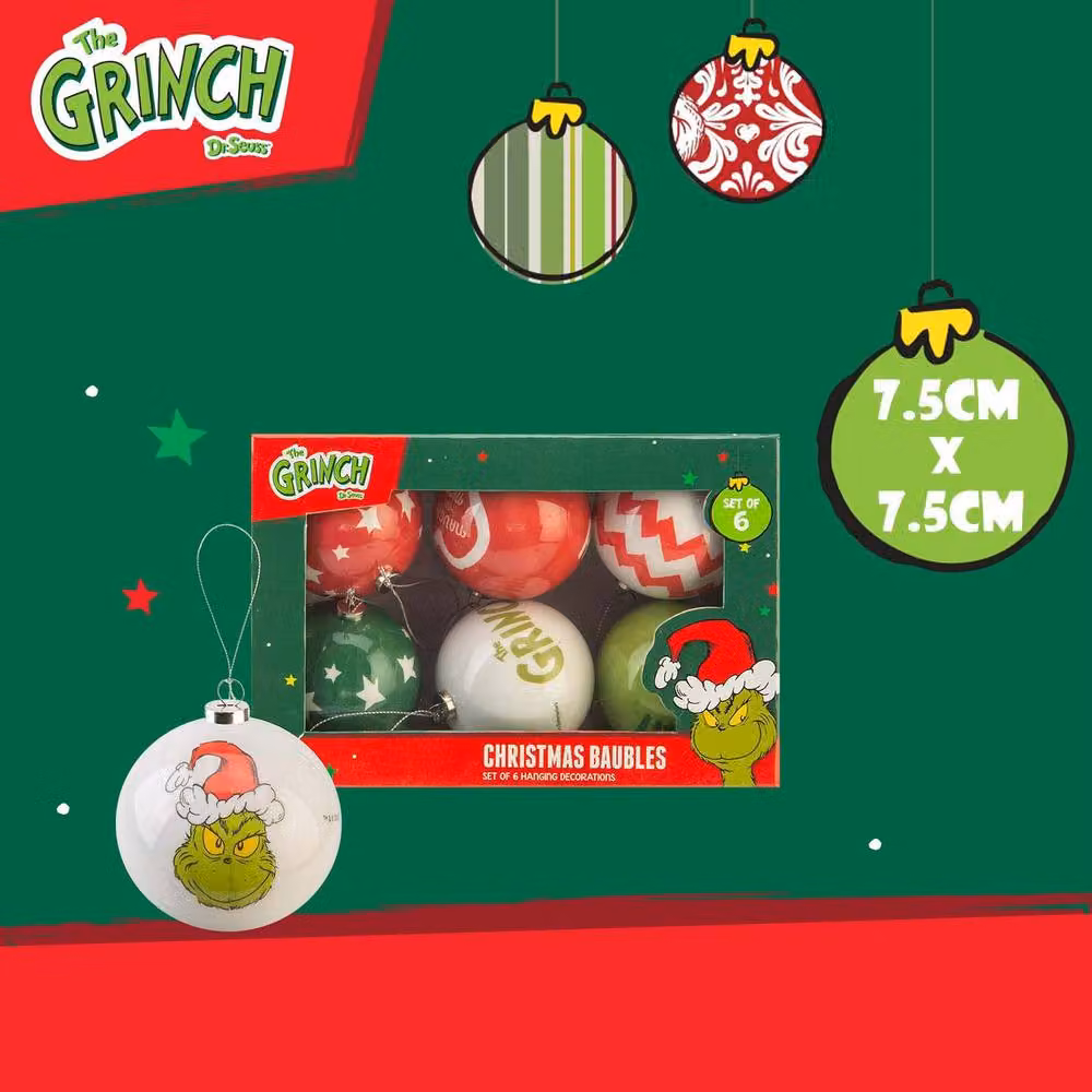 VFM e-Store Grinch Christmas Bauble Set, Multicolour Animal Hanging Tree Decoration, W/D/H: 7.5 x 7.5 x 7.5 cm – 2