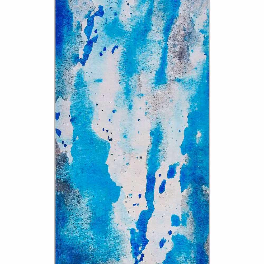 Wyld and Coco Multicolour Blue Abstract Watercolour Area Rug, W: 80 cm, L: 150 cm – 2