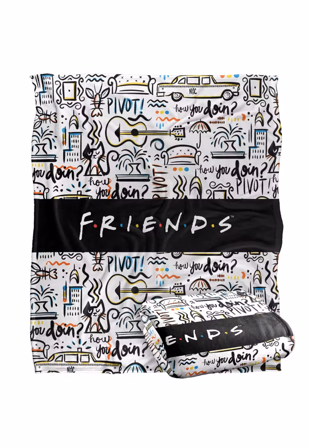 Warner Brothers Friends Silky Touch Super Soft Fluffy Throw Blanket in White, W/D: 152 x 127 cm – 2