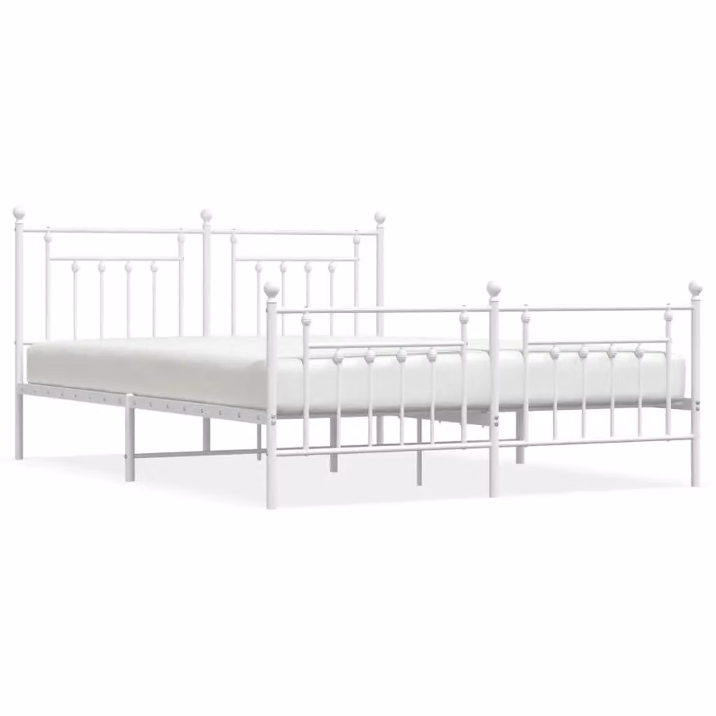 Berkfield Home Metal Bed Frame with Headboard and Footboard in White, W/D/H: 183 x 213 cm – 2