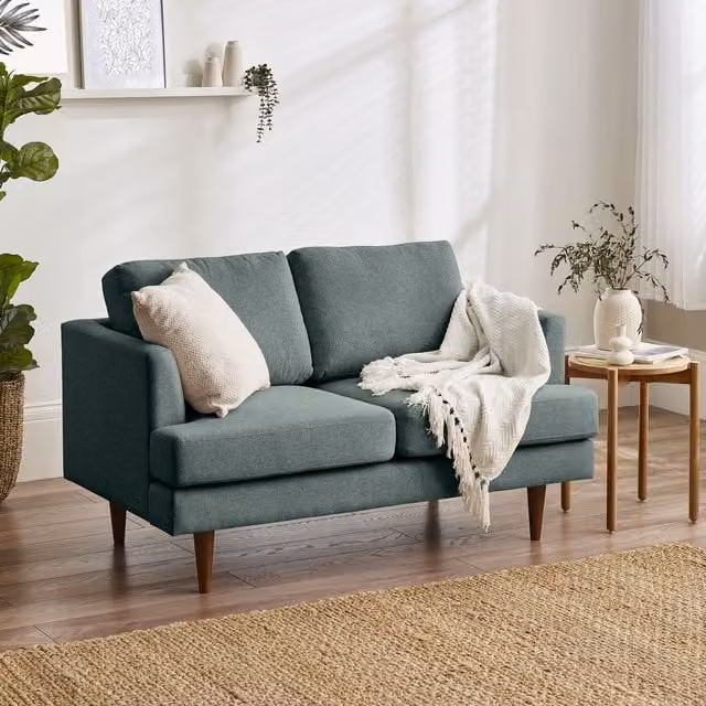 FurnitureboxUK Fleur 2 Seater Green Fabric Living Room Sofa with Scatter Cushions