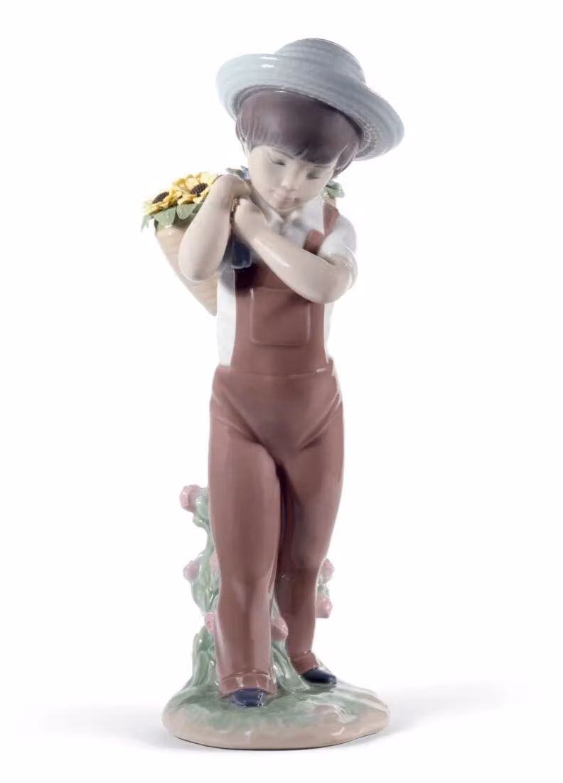 Lladró Gathering Flowers Boy Multicolour Porcelain Figurine 60th Anniversary Edition