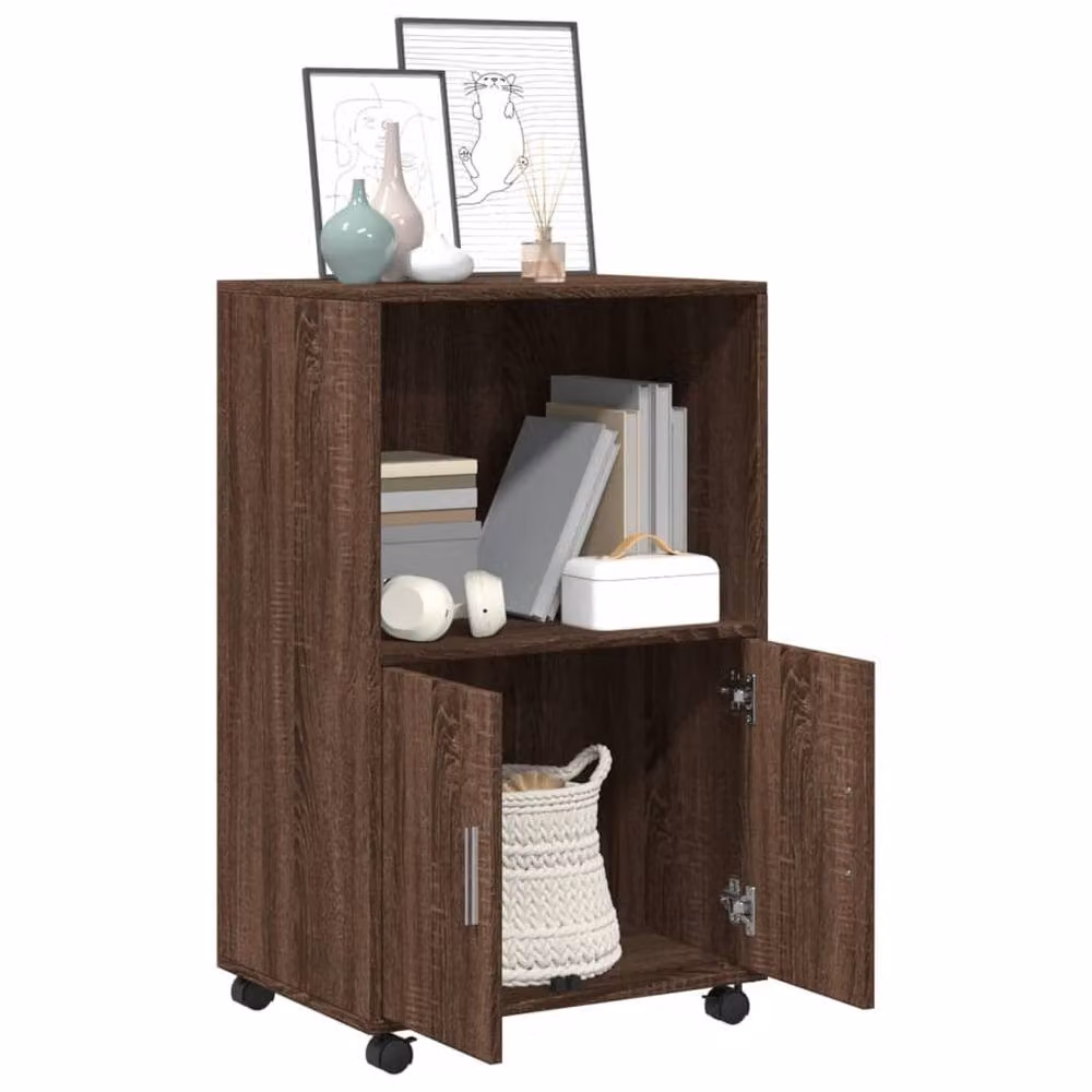 Berkfield Home Rolling Cabinet in Brown Oak, W/D/H: 55 x 40 x 91 cm – 3