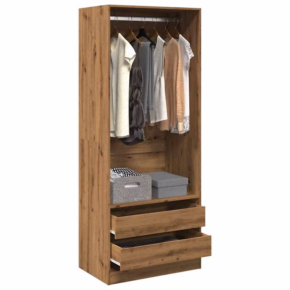 Berkfield Home Artisan Oak Wardrobe in Brown, W/D/H: 80 x 50 x 200 cm – 2