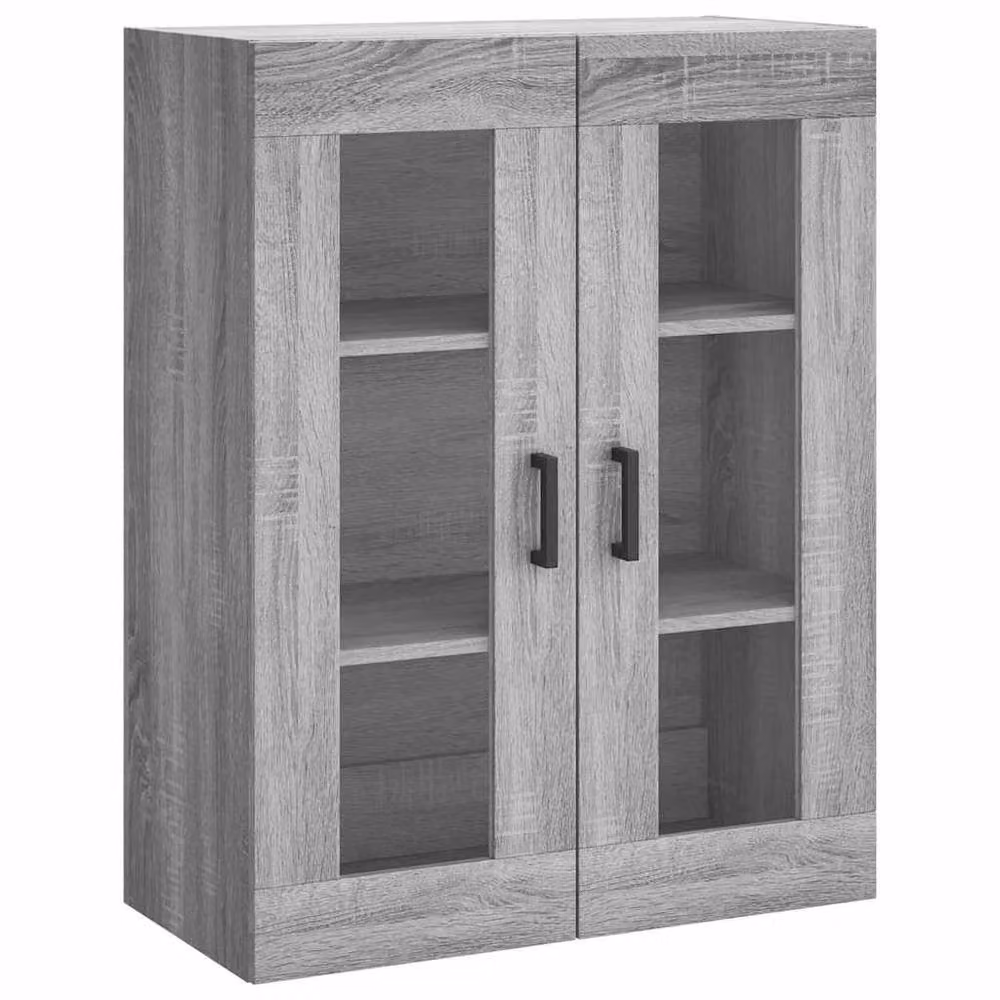 Berkfield Home Wall Mounted Cabinet in Grey with Glass Doors, W: 69.5 cm, D: 34 cm, H: 90 cm – 3