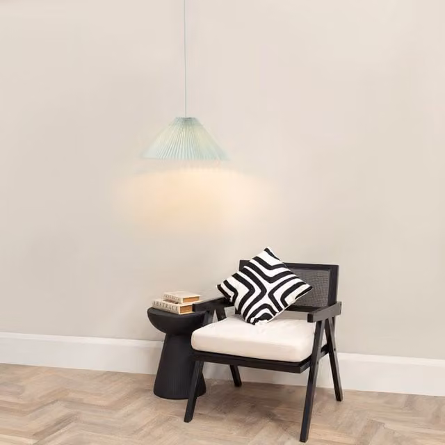 ValueLights Akira Pleated Single Drop Ceiling Pendant Light with LED Bulb in Blue – 1