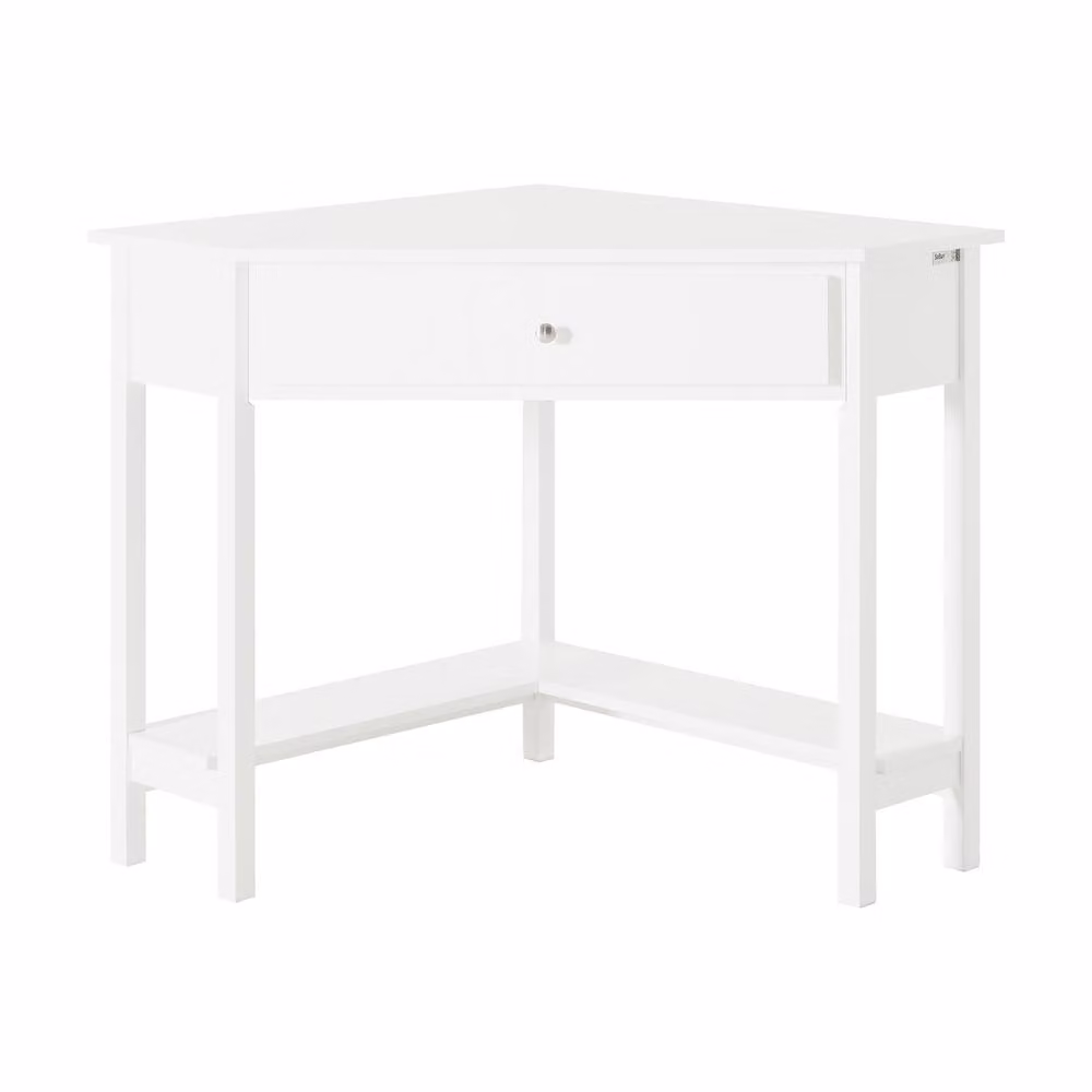 SoBuy Modern White Corner Desk with Drawer – 2