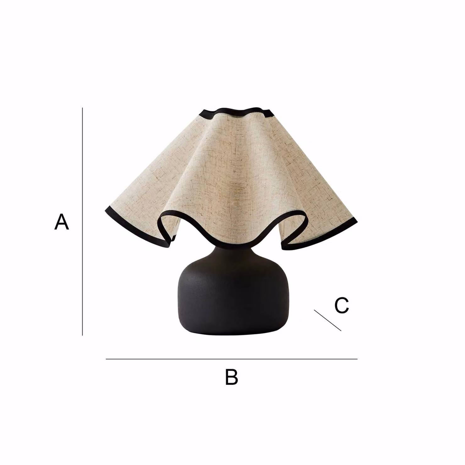 ValueLights Emilia Ceramic Table Lamp with Linen Wave Shade and Bulb in Black – 4