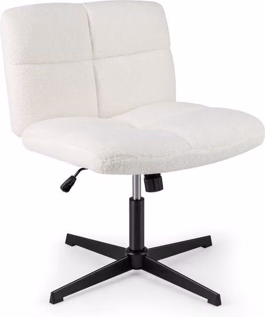 Costway Modern White Synthetic Leather Armless Task Chair for Home Office