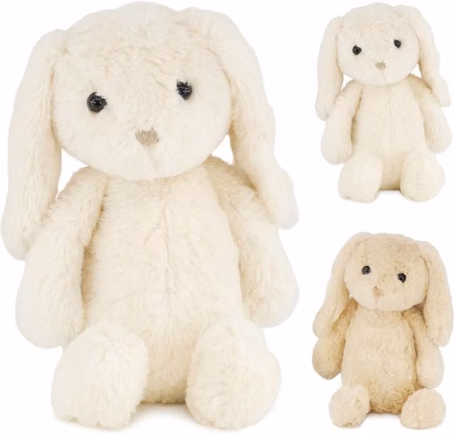 The Magic Toy Shop Plush Cuddly Toy Rabbit in White and Beige