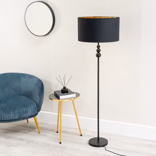 ValueLights Marissa Black and Gold Stacked Ball Floor Lamp with LED Bulb – 2