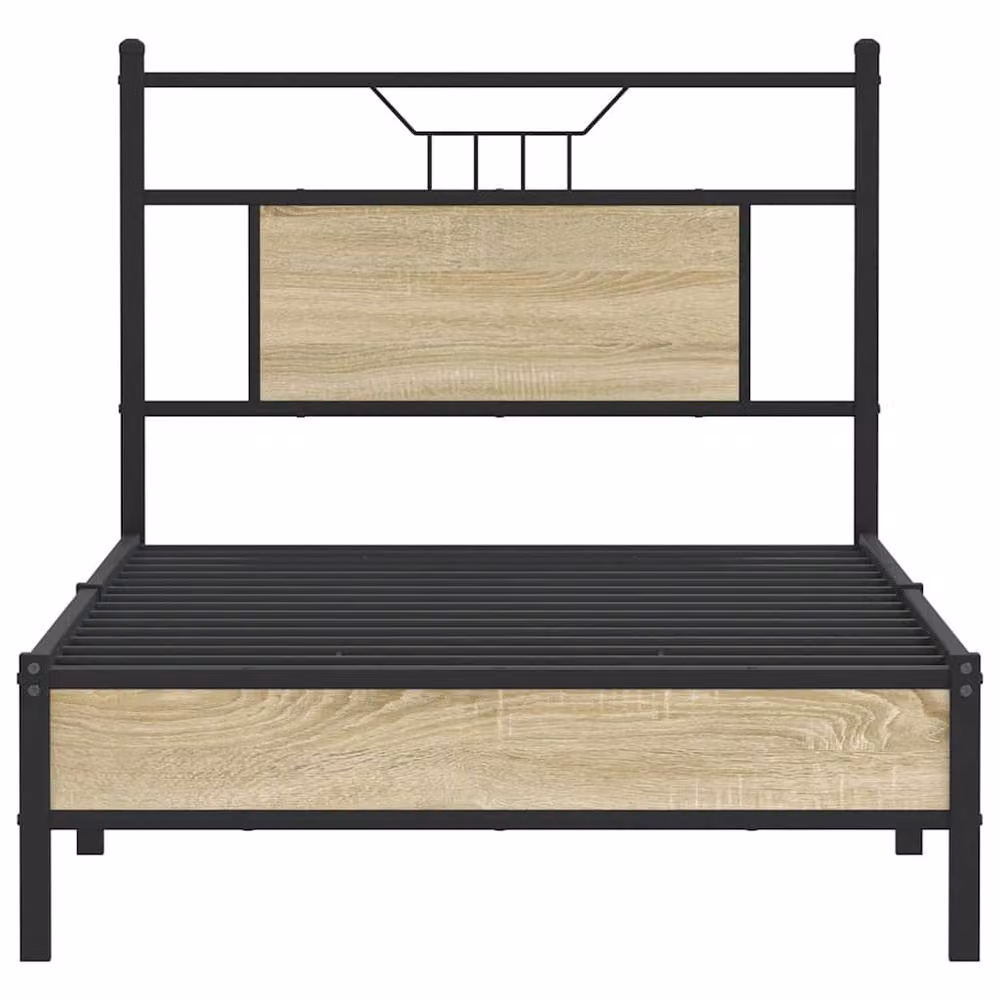 Berkfield Home Sonoma Oak Decorative Bed Frame in Brown, W/D/H: 80.5 x 190 x 91.5 cm – 3