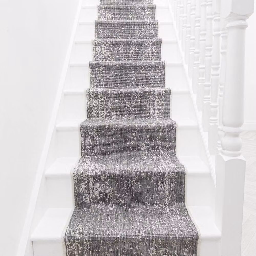 runrug Tapestry Stair Runner Carpet in Grey, W: 60 cm, L: 720 cm – 3