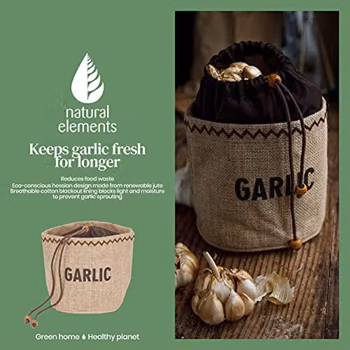 Natural Elements Hessian Garlic Storage Bag in Brown – 5