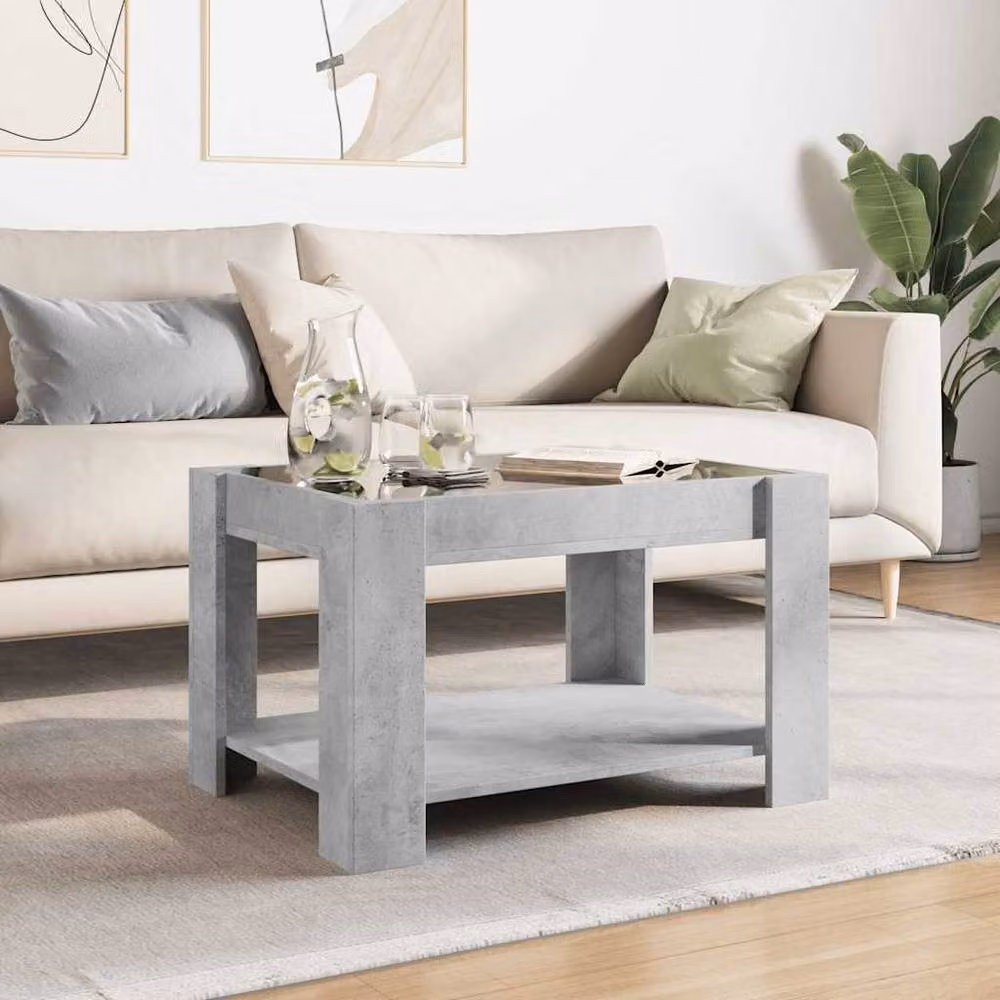 Berkfield Home Decorative LED Coffee Table in Concrete Grey, W/D/H: 73 x 53 x 45 cm – 2