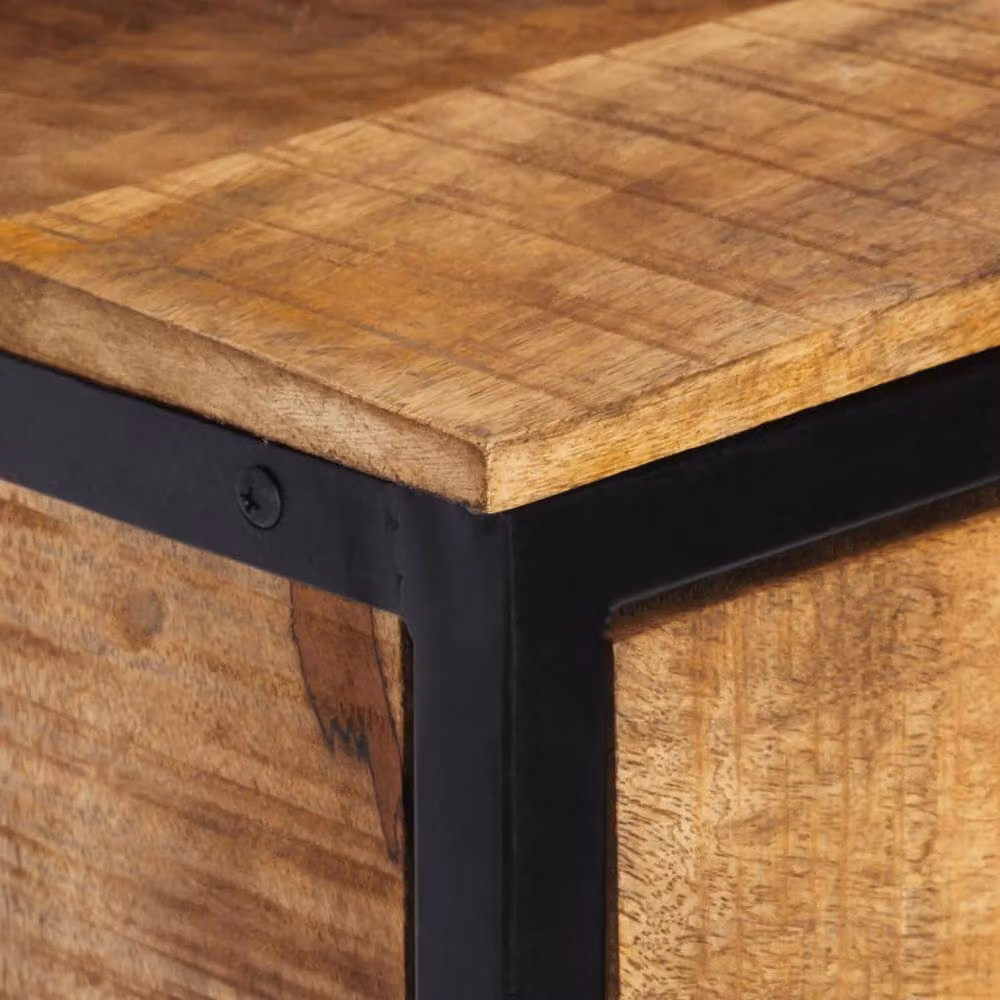 Berkfield Home Industrial Mango Wood Bedside Cabinet in Brown, W/D/H: 40 x 35 x 40 cm – 5