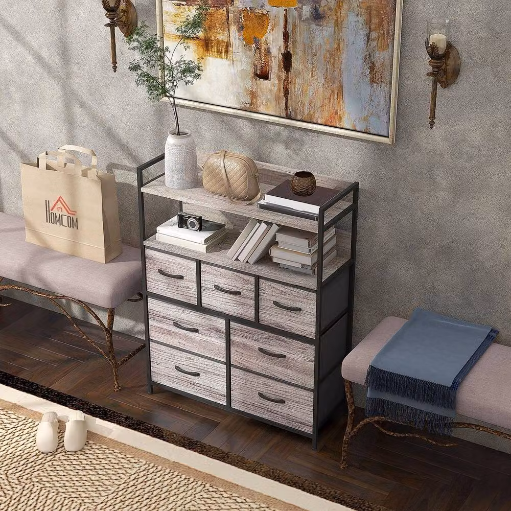 NESTLUNE 7 Drawer Bedroom Chest of Drawers with Shelves in Black – 3