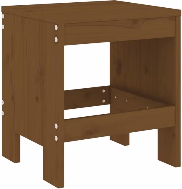Berkfield Home Set of 2 Garden Stools in Brown Solid Pine Wood, W/D/H: 40 x 36 x 45 cm