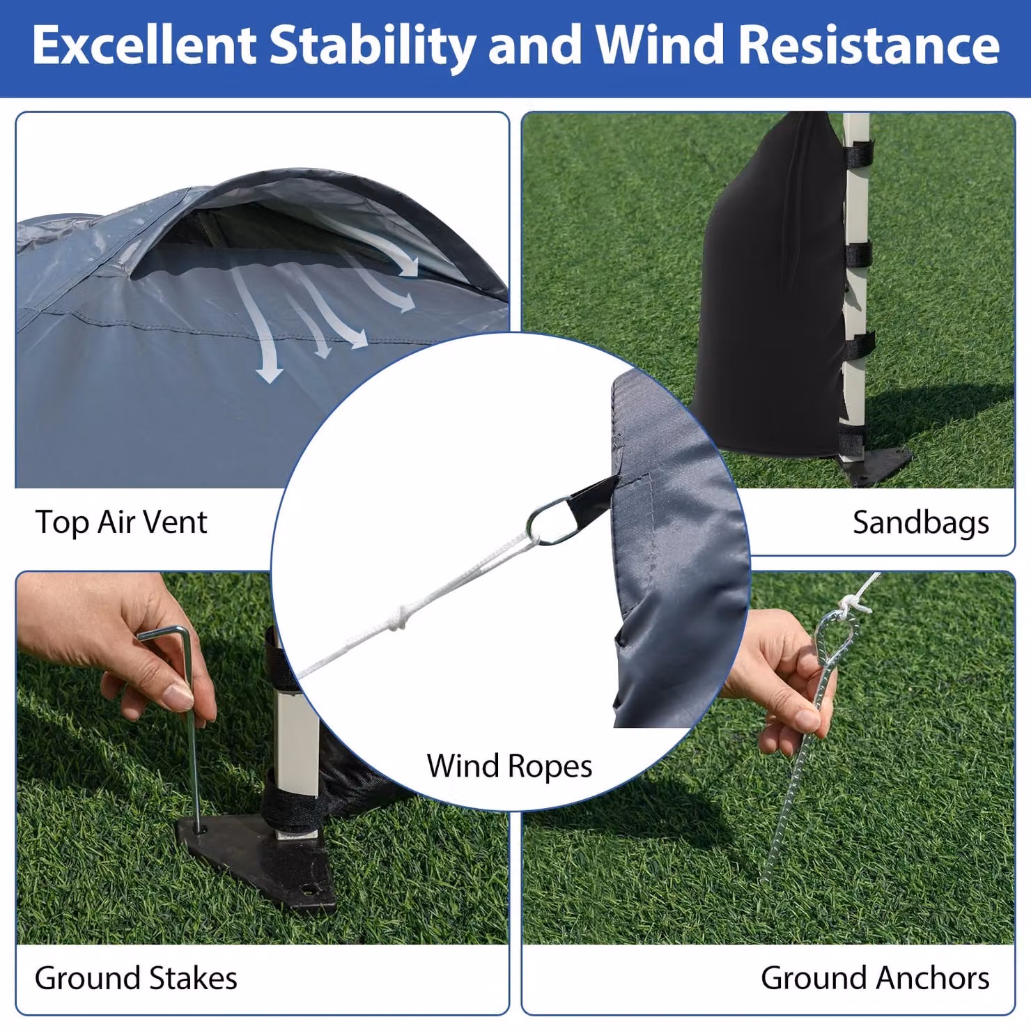 Gymax Pop up Canopy Tent with 1 Sidewall and Wheeled Bag, Grey/Silver, W: 300 cm, D: 300 cm, H: 266 cm – 7