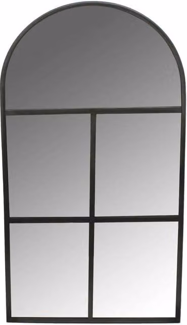 Lemon Pavilion Furniture and Decor Ivyline Archway Outdoor Wall Mirror in Black Glass, W: 50 cm, H: 90 cm, D: 1 cm – 1