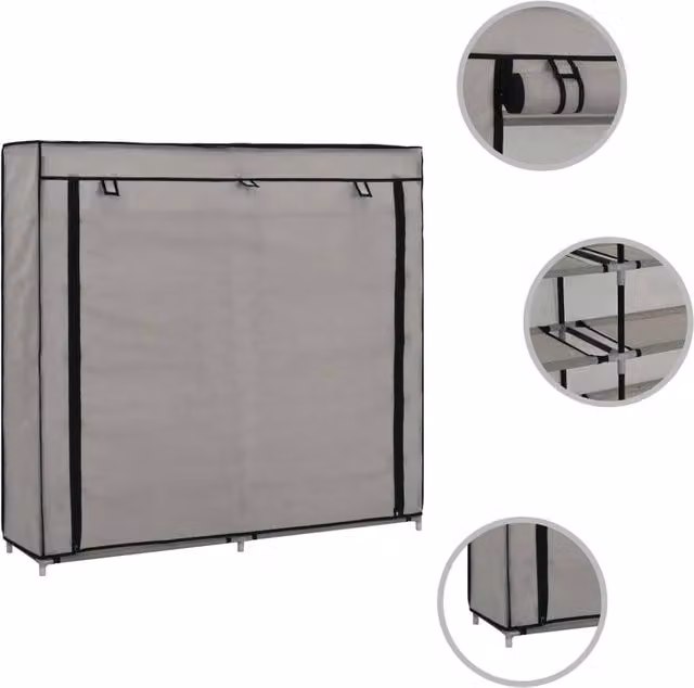 Berkfield Home Grey Fabric Shoe Cabinet with Cover, W/D/H: 115 x 28 x 110 cm – 1