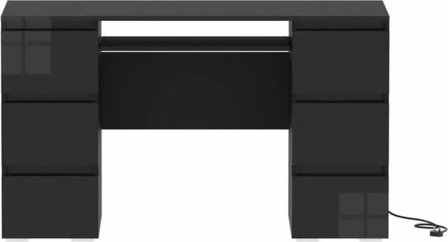 FORGEVIO Black High Gloss Modern Dressing Table and Vanity Makeup Desk