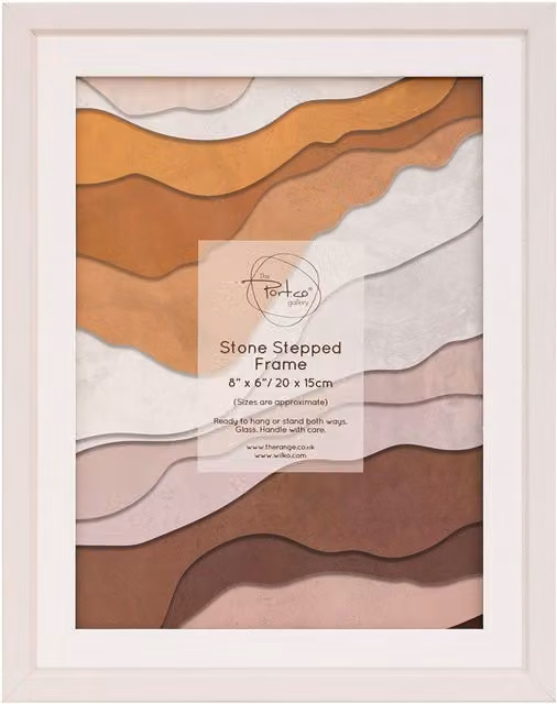 The Port. Co Gallery Modern Abstract Stepped Frame in Stone and White, W/H: 20.32 x 15.24 cm