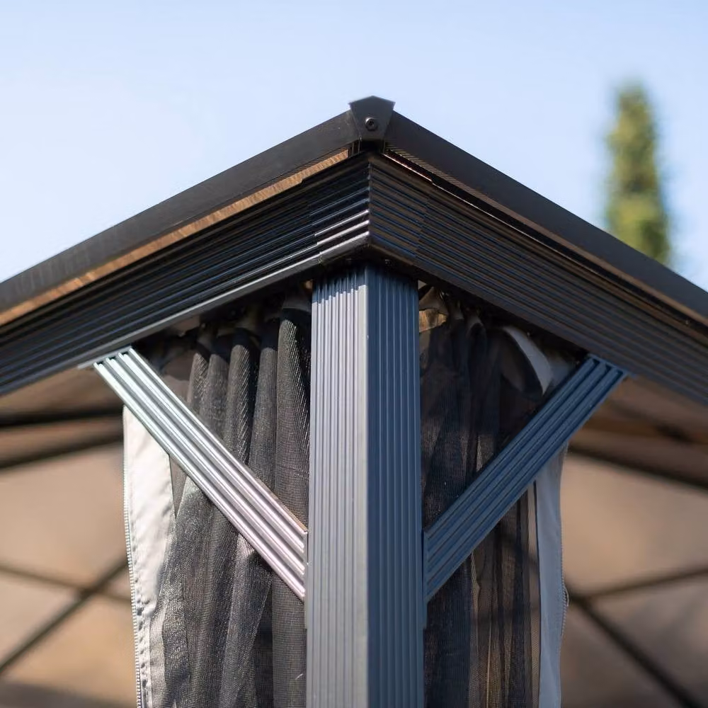 Sojag Verona Aluminium Garden Gazebo in Black, W: 297 cm, D: 362 cm, H: 261 cm – 4