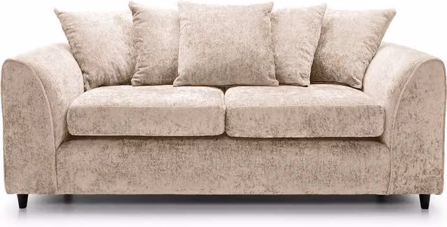 Abakus Direct Harriet 3 Seater Crushed Chenille Sofa in Beige and Yellow