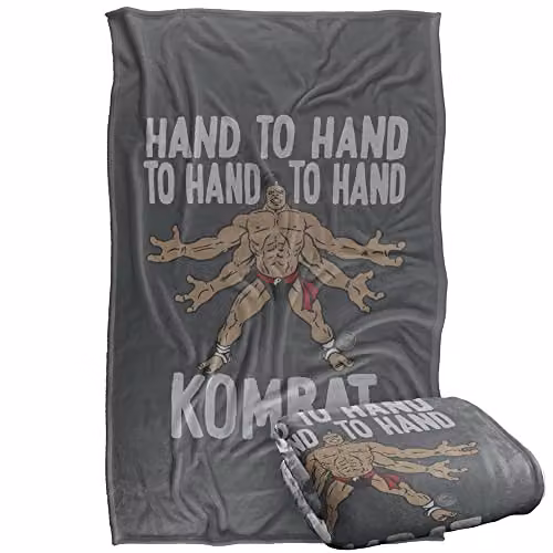 LOGOVISION Mortal Kombat Klassic Goto Hand To Hand Kombat Super Soft Silky Feel Fleece Blanket, Multicolour and Grey, W: 91.44 cm, D: 147.32 cm – 1