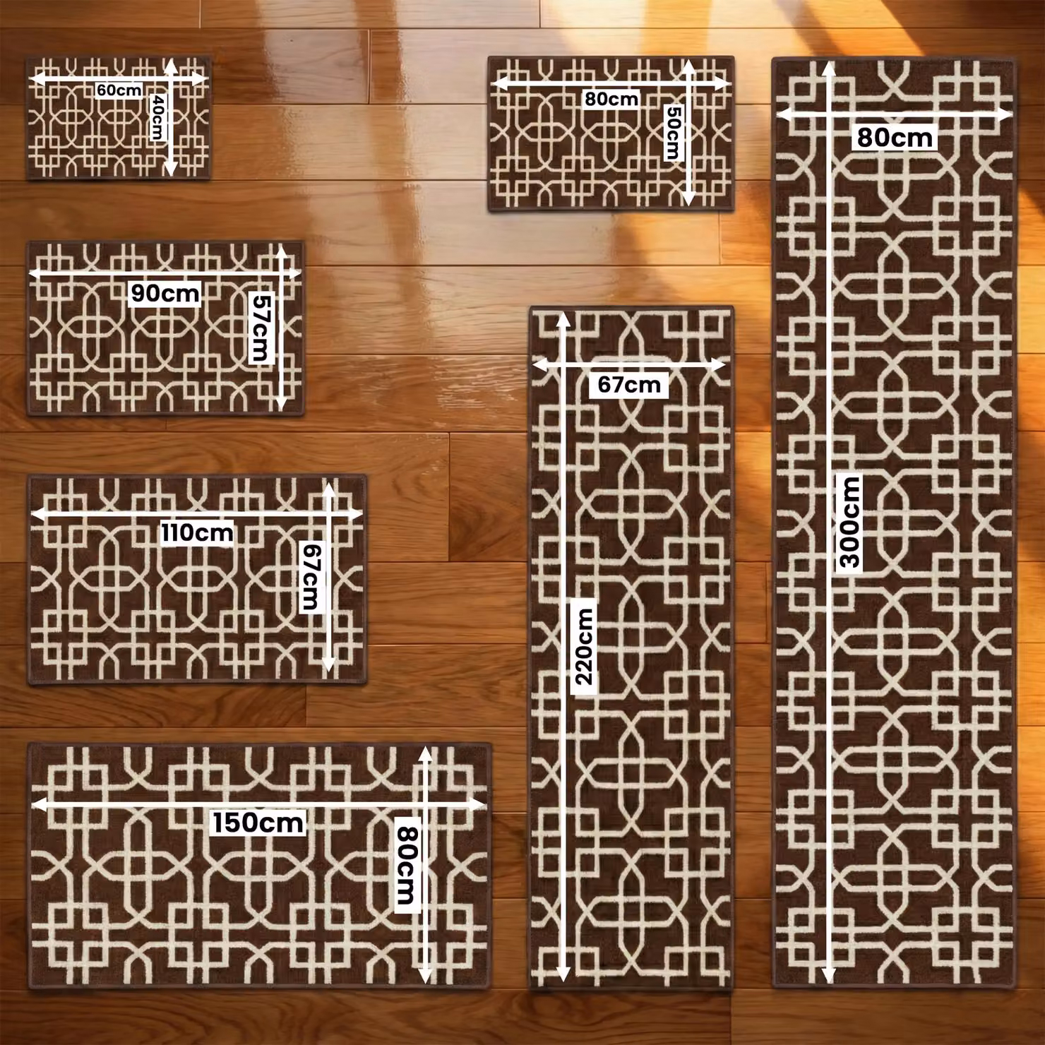 Smart Living Siam Heavy Duty Non Slip Hallway and Kitchen Door Mat, Dark Brown, W: 67 cm, L: 120 cm – 2
