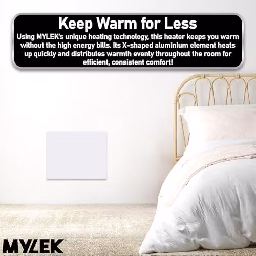 MYLEK White Slimline Wall Mounted Convector Panel Heater, 500W, W: 44 cm, H: 35 cm – 5