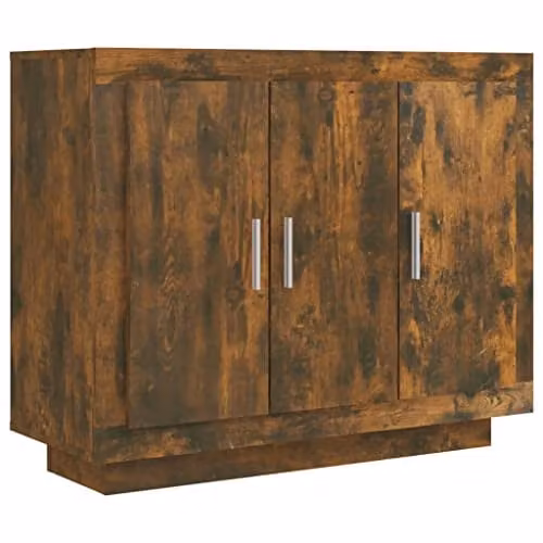 vidaXL Modern Sideboard in Brown Smoked Oak, W/D/H: 92 x 35 x 75 cm – 1