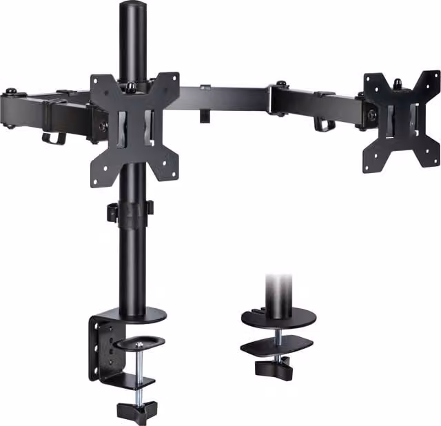 Futura Dual Monitor Arm Desk Mount Adjustable Stand for 13-27 Inch Screens, Black, VESA 75x75 mm