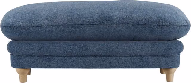 LPD Home Plumpton Mid-Century Rectangular Fabric Footstool in Blue