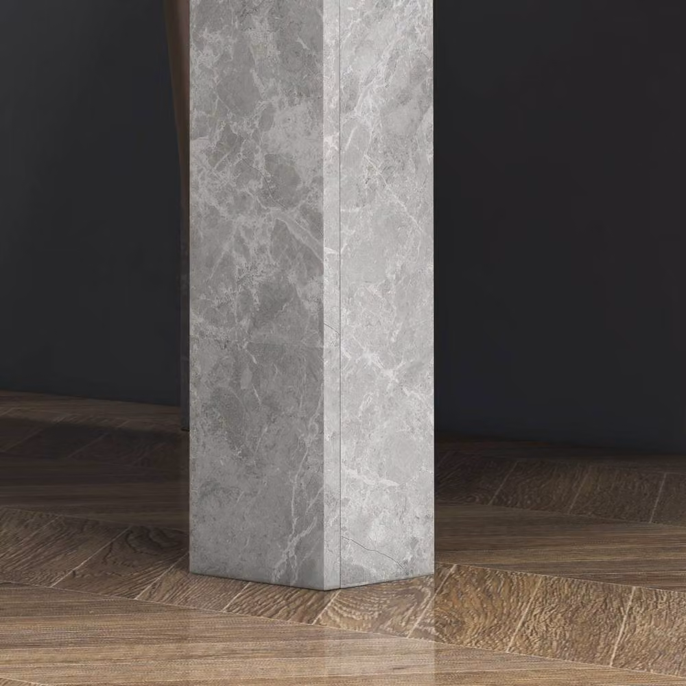 STILVORA Square Dining Table in Grey with Faux Cement Effect – 6