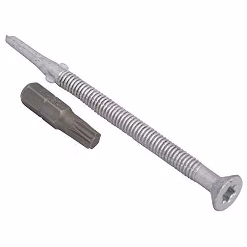 Forgefix Silver Galvanised Steel Self-Drilling Torx Roofing Screws for Wood, 5.5 x 85 mm, Pack of 50