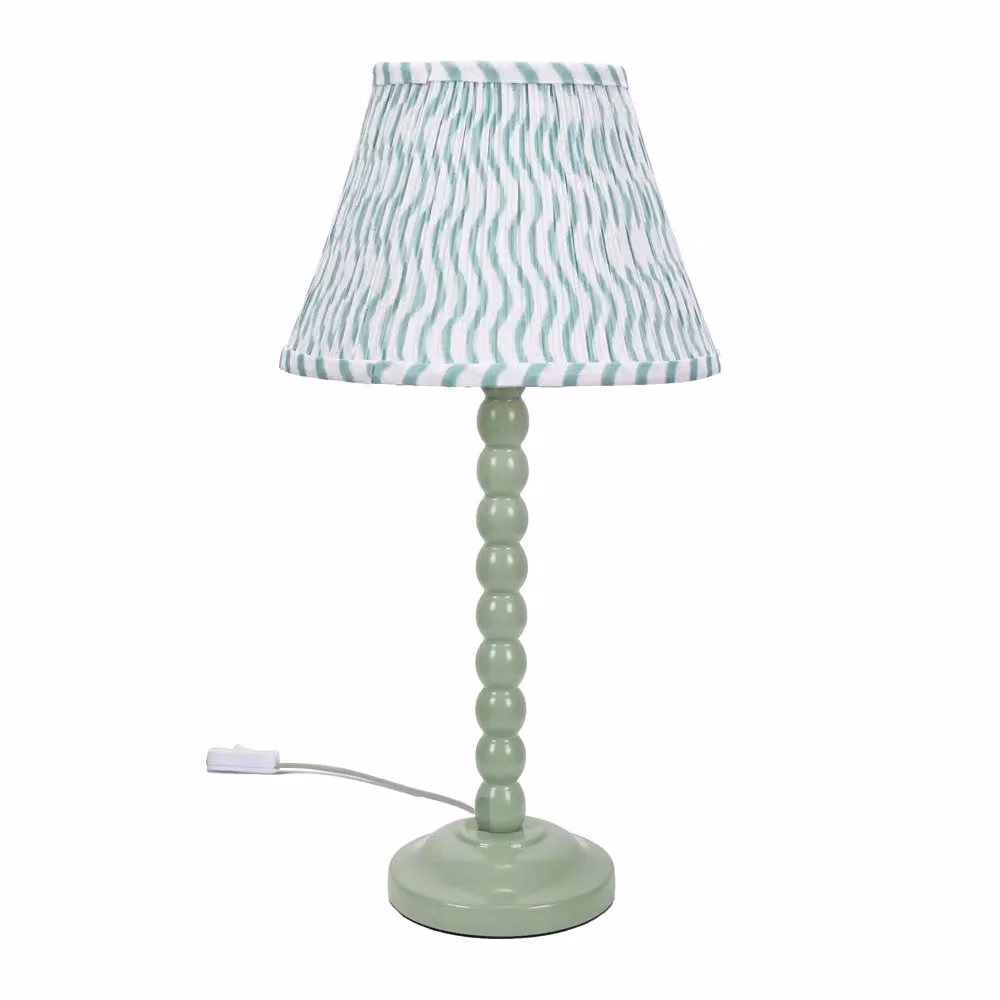 ValueLights Bobbins Sage Green Table Lamp with Fabric Cone Shade – 1
