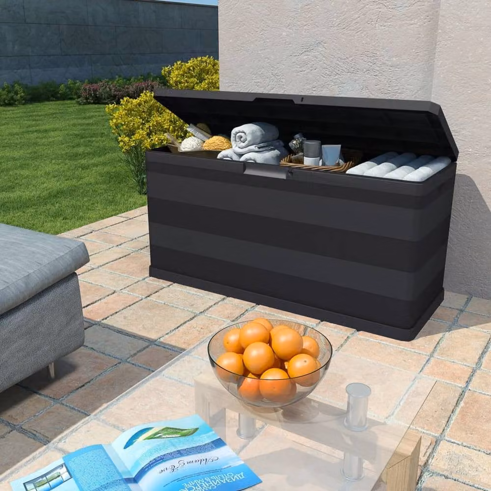 Berkfield Home Garden Storage Box in Black, W/D/H: 117 x 45 x 56 cm – 3