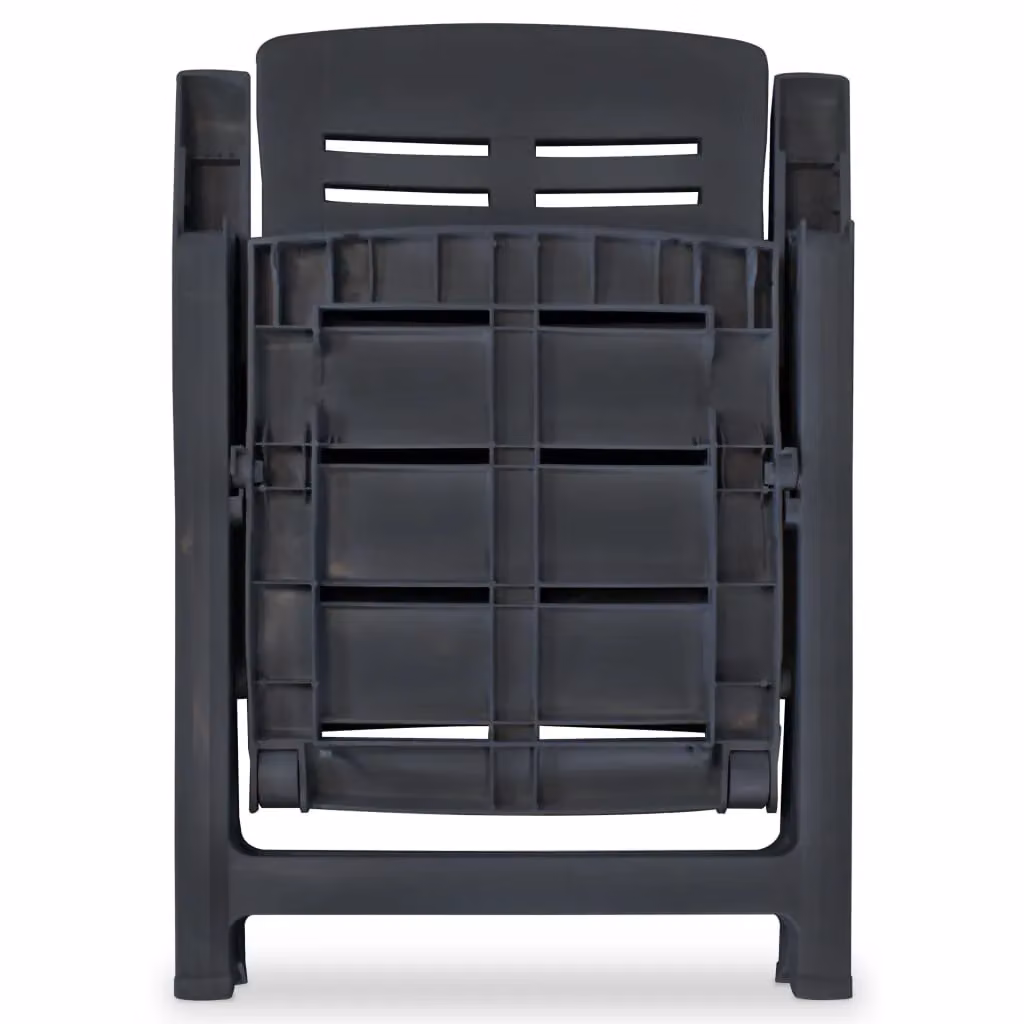 Berkfield Home Set of 6 Reclining Plastic Garden Chairs in Anthracite and Black – 3