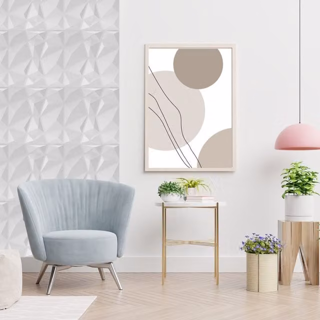 Novecrafto White PVC 3D Geometric Wall Panels, Diamond Design, 6 Sheets, W/D/H: 50 x 50 x 0.6 cm – 1