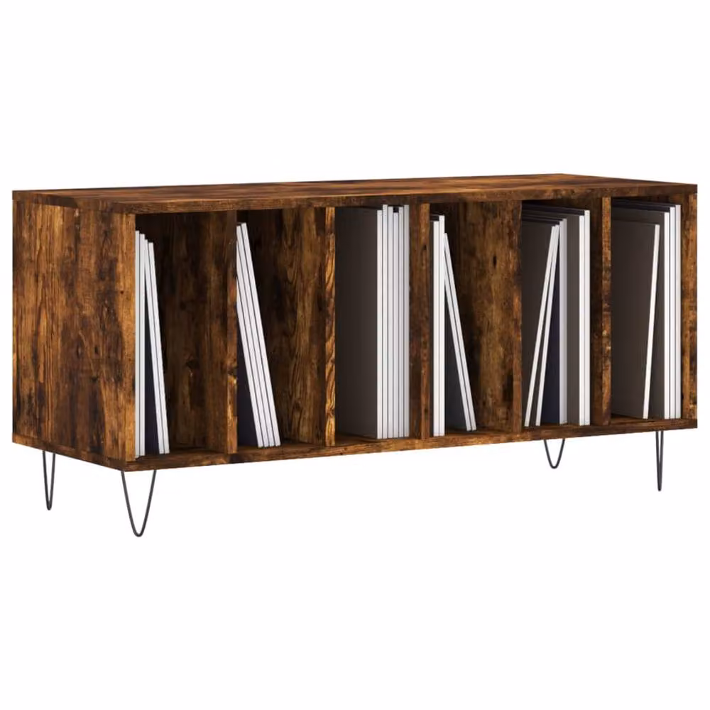 Berkfield Home Record Cabinet in Smoked Oak Brown, W/D/H: 100 x 38 x 48 cm – 3