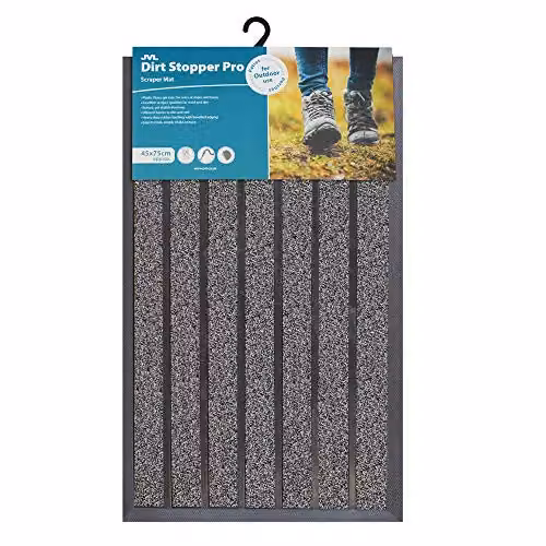 JVL Dirt Stopper Pro Rectangular Scraper Entrance Door Mat, Grey, W/D/H: 75 x 45 x 5 cm