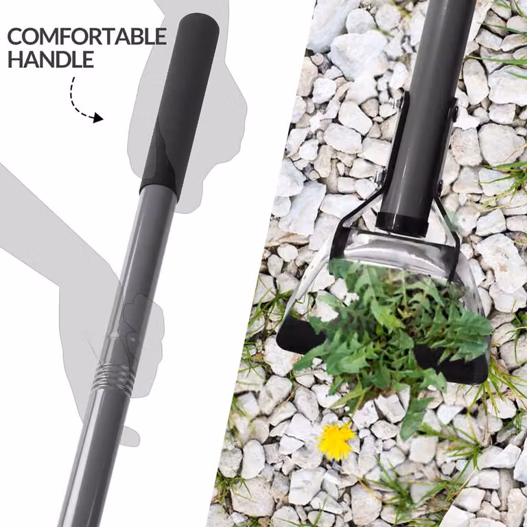 Walensee Adjustable Action Hoe Scuffle Loop Weeder with Cushion Grip in Silver and Grey