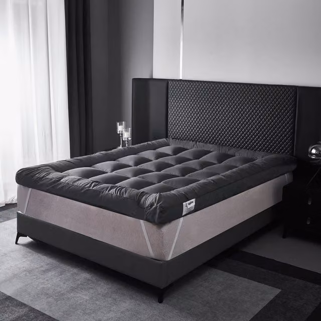 Ezysleep Grey Hypoallergenic Microfibre Mattress Topper, Width: 135 cm, Depth: 10.16 cm