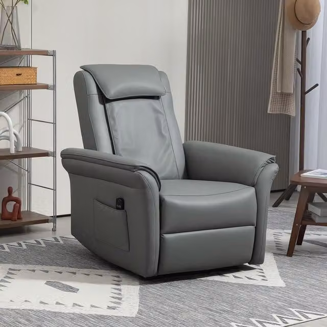 HOMCOM 3D Kneading Massage Recliner Chair with Headrest and Armrests, Grey