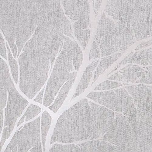 Fresco Grey Winter Tree Forest Silhouette Wallpaper, Nature Landscape Botanical Wallcovering, W: 52 cm x H: 1000 cm – 2
