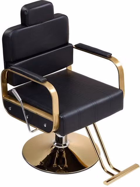 Living and Home Height Adjustable Reclining Swivel Salon Barber Chair in Black – 1