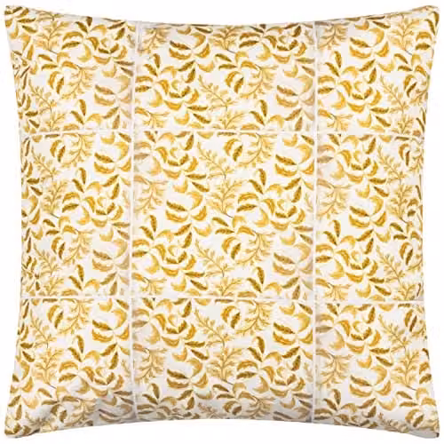 Paoletti Minton Tiles Outdoor Polyester Filled Cushion, Saffron Yellow, W/D/H: 55 x 55 x 55 cm